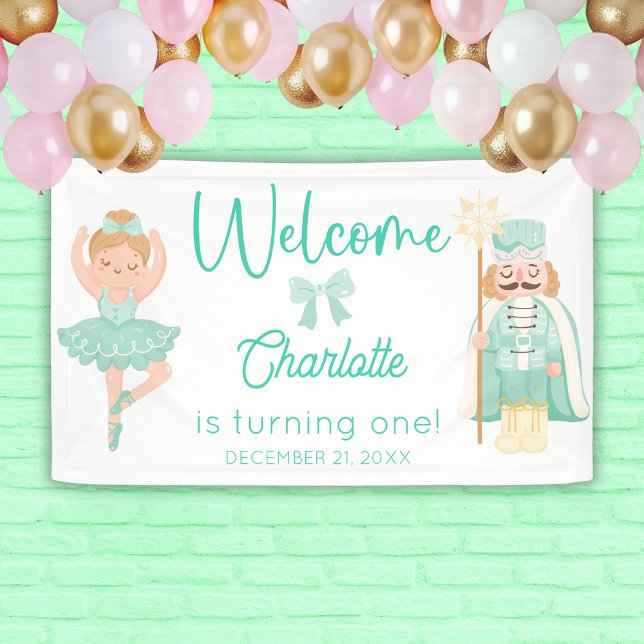Banderoles Nutcracker Ballerina Mint Birthday Welcome (Créateur téléchargé)