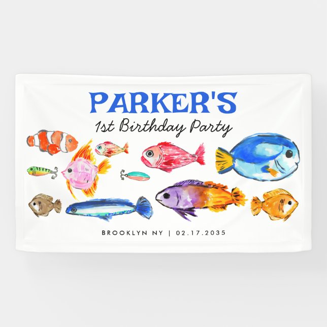 Banderoles O-Fish-al Reel Amusants Pêche Anniversaire Bienven (Horizontal)