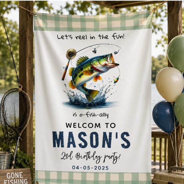 Banderoles O-Fish-Ally Deux Pêche 2e Anniversaire  (O-Fish-Ally Two Fishing 2nd Birthday Banner)
