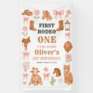 Banderoles Occidental Cowgirl Coquette 1er Anniversaire Rose