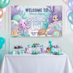 Banderoles Océans de Fun Mermaid Anniversaire V1 ID1142