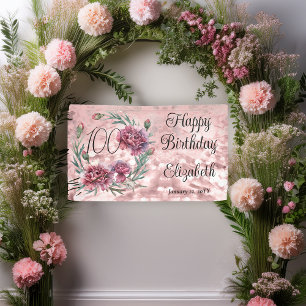 Banderoles Œillets roses élégants pour les 100 ans 