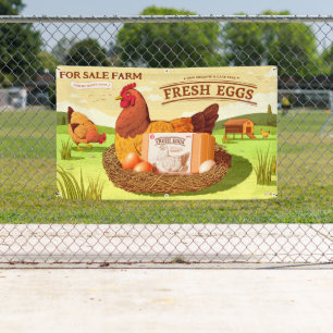 Banderoles Œufs frais de la ferme à vendre Poulets Cour de fe