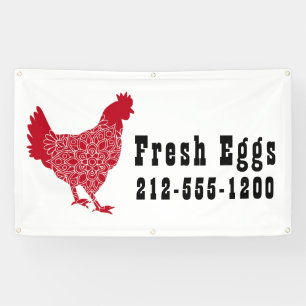 Banderoles Oeufs frais de poulet rouge à l'extérieur