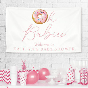 Banderoles Oh Babies Donut Saupoudrer Baby shower Twin Bienve