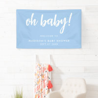 Oh Baby Baby shower bleu moderne élégant