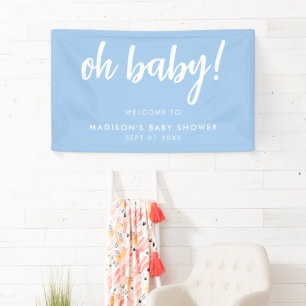 Banderoles Oh Baby Baby shower bleu moderne élégant