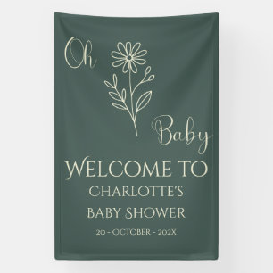 Banderoles Oh Baby Minimaliste Baby Shower Fleur Sauvage