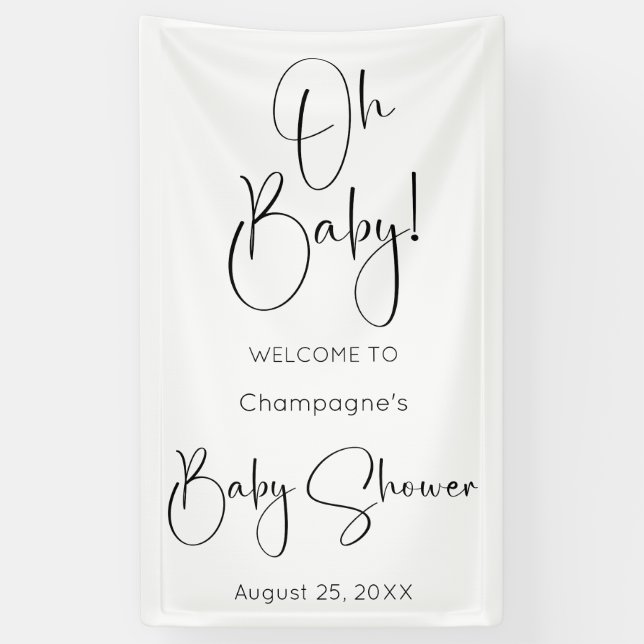 Banderoles Oh Baby Modern Script Baby shower (Vertical)