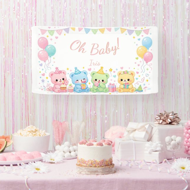 Banderoles Oh Bébé Fille Lapin Mignon Pastel Shower de Bébé (Fête)