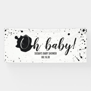 Banderoles Oh Bébé Noir + Blanc Splatter Unisex Baby shower