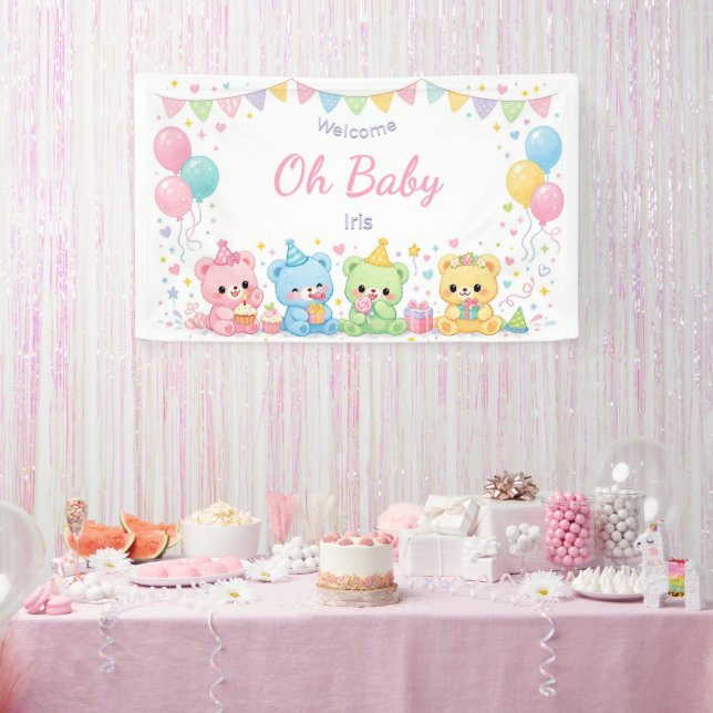 Banderoles Oh Bébé Oursons Pastel Mignons Fête de Naissance F (Fête)