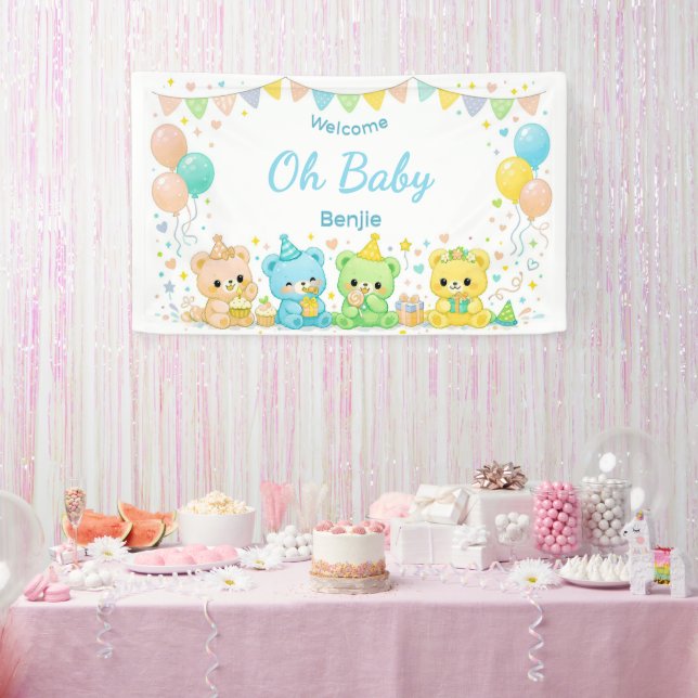 Banderoles Oh Bébé Oursons Pastel Mignons Fête de Naissance G (Fête)
