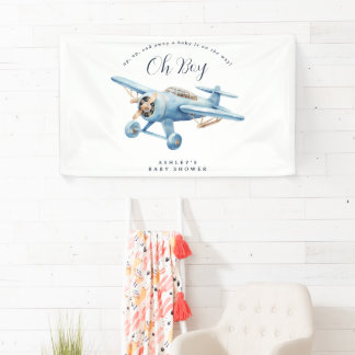 Banderoles Oh Boy! Adventure Awaits Airplane Boy Baby Shower