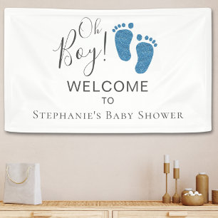 Banderoles Oh Boy Blue Parties scintillant Pieds Baby shower