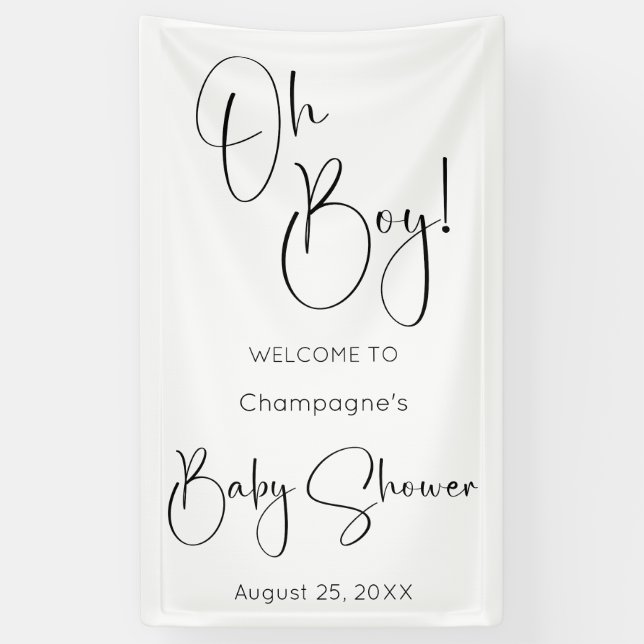 Banderoles Oh Boy Modern Script Baby shower (Vertical)