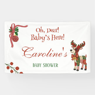 Banderoles Oh, Cerf ! Bébé est arrivé ! – Baby Shower de Noël