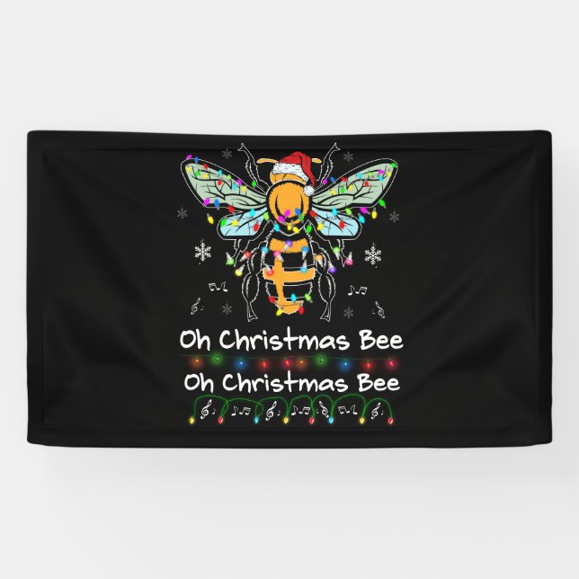 Banderoles Oh Christmas Bee Bee Santa Hat Bee Light Noël (Horizontal)