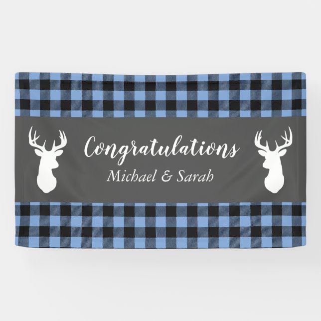Banderoles Oh Deer Baby shower Blue Boy (Horizontal)