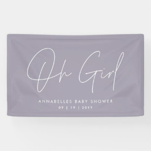 Banderoles Oh Girl Baby shower script moderne lilas élégant