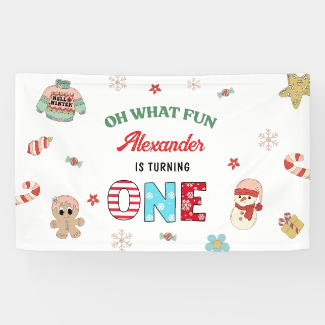 Banderoles Oh What Fun Winter Noël 1er Anniversaire (Horizontal)