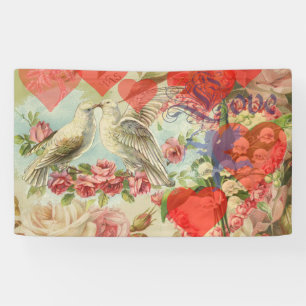 Banderoles Oiseaux de l'amour Vintage Antique Cœur