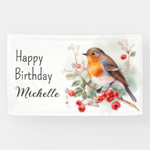 Banderoles Oiseaux Vintage Robin Redbreast Joyeux Anniversair