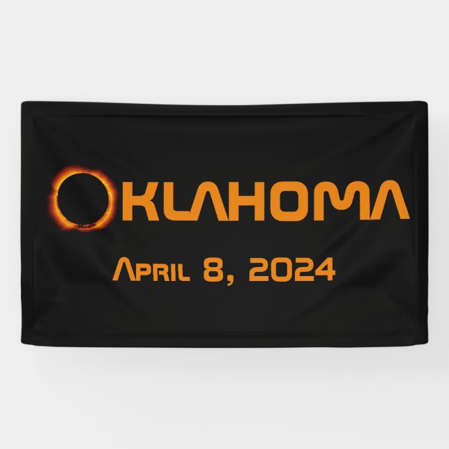 Banderoles Oklahoma 2024 Éclipse solaire totale (Horizontal)