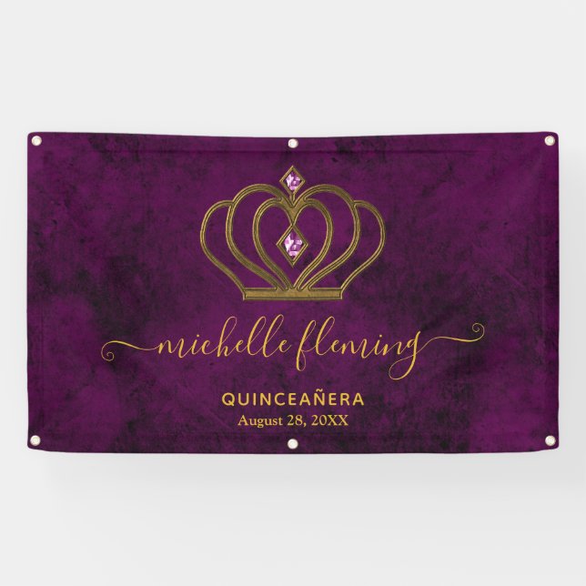 Banderoles Old Gold Elegance Quinceañera (Horizontal)