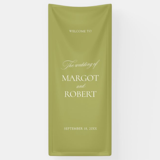 Banderoles Olive Green Wedding Welcome Sign Banner (Vertical)