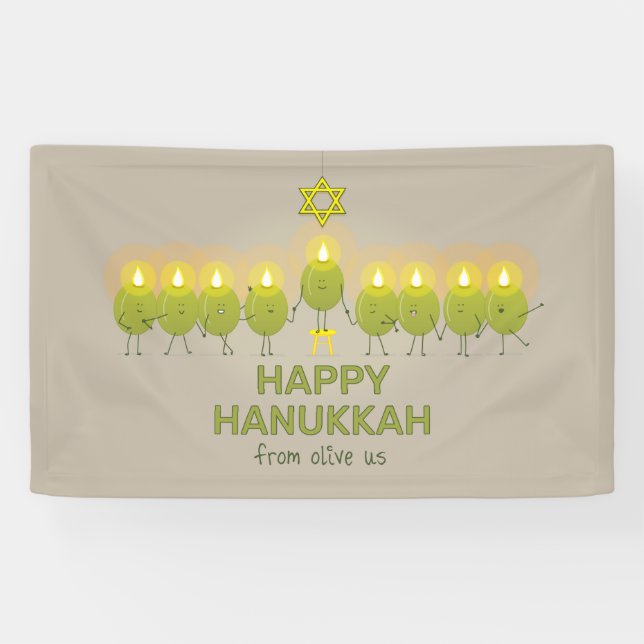 Banderoles Olive Hanoukka Menorah (Horizontal)