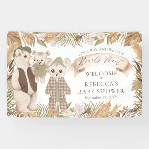 Banderoles On peut attendre Boho Bear Baby shower de famille