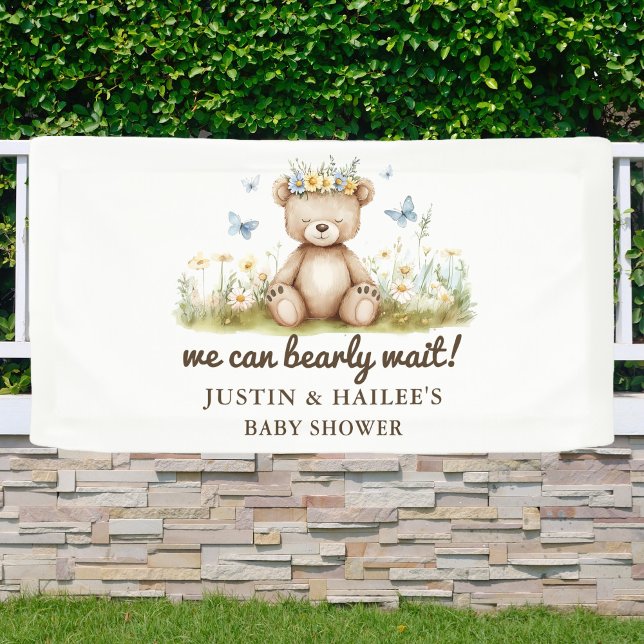 Banderoles On peut attendre le Baby shower Fleur sauvage fill (Créateur téléchargé)