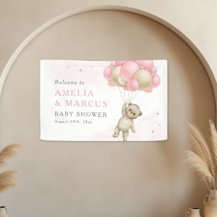 Banderoles On peut attendre Teddy Bear Baby shower fille