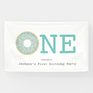 Banderoles One Donut Mint Green Boy's First Birthday
