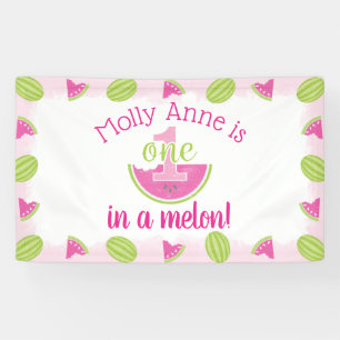 Banderoles One in a Melon Watermelon Girl 1er anniversaire