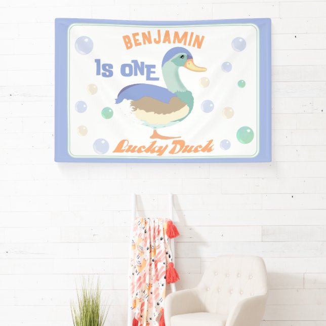 Banderoles One Lucky Duck &  Bubbles Premier Anniversaire Pas (Insitu)