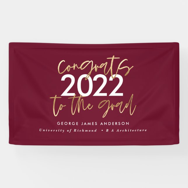 Banderoles or bordeaux écriture moderne stylish graduation  (Horizontal)