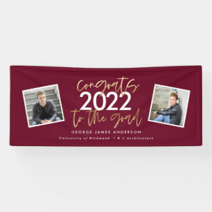 Banderoles or bordeaux script moderne multi photo grad