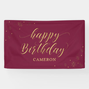 Banderoles Or & Bourgogne   Étincelle Joyeux Anniversaire Fêt