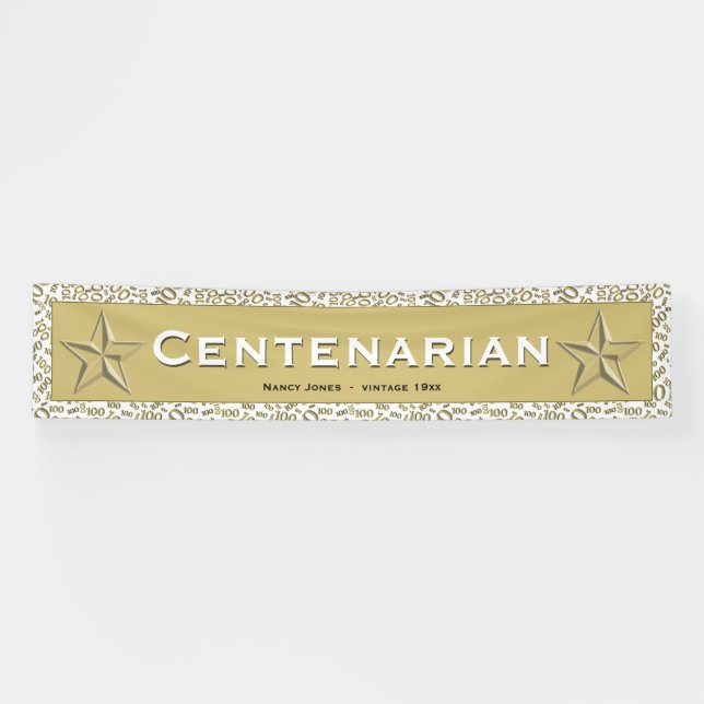 Banderoles Or d'anniversaire de "CENTENARIAN" 100th/motif (Horizontal)