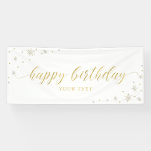 Banderoles Or et blanc   Sparkle Happy Birthday Party Banner