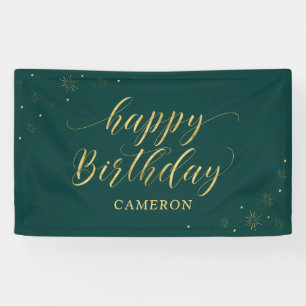 Banderoles Or et vert   Sparkle Happy Birthday Party Banner