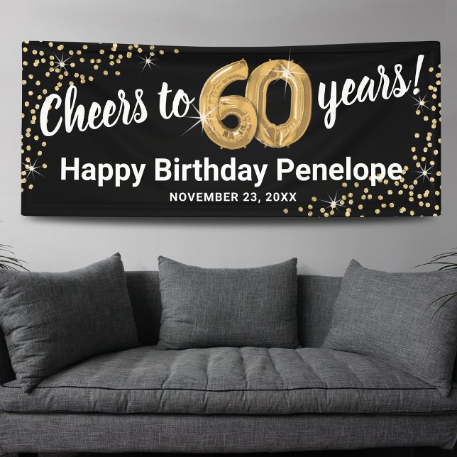 Banderoles Or noir pailleté 60e anniversaire (Créateur téléchargé)
