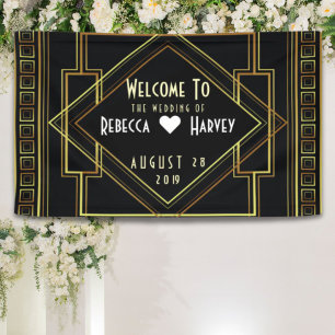 Banderoles or noir vintage grandes portes par mariage