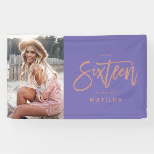 Banderoles or rose violet girly 16e anniversaire