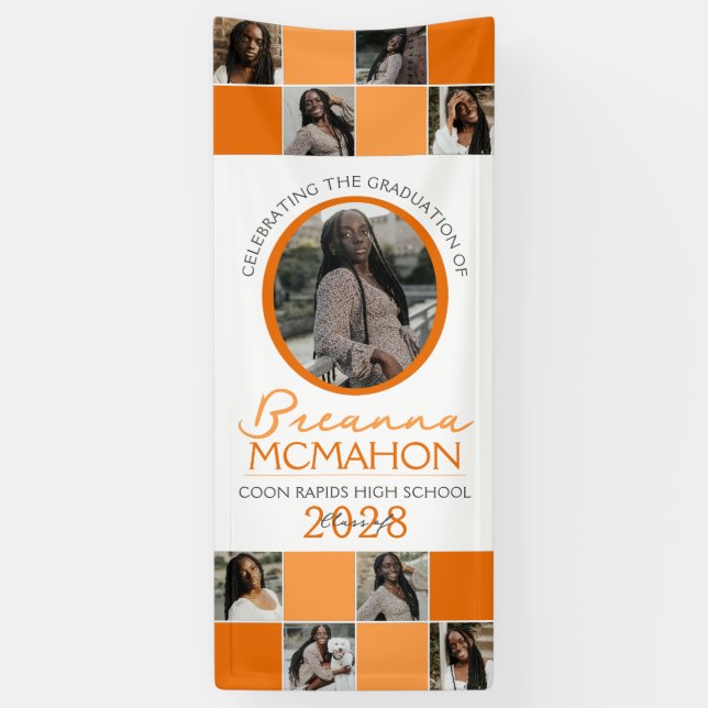 Banderoles Orange 2 Toned Photo Collage Graduation Vinyl (Vertical)