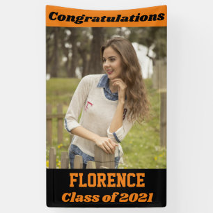 Banderoles Orange Black Félicitations Graduation
