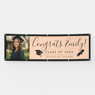 Banderoles ORANGE & BLK 2026 | Graduation Banner with Photo