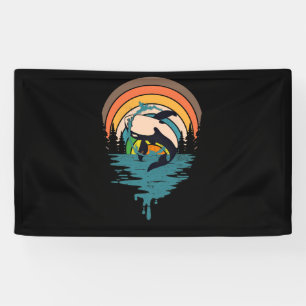 Banderoles Orca Famille Vintage Retro Art, Famille de tueuses